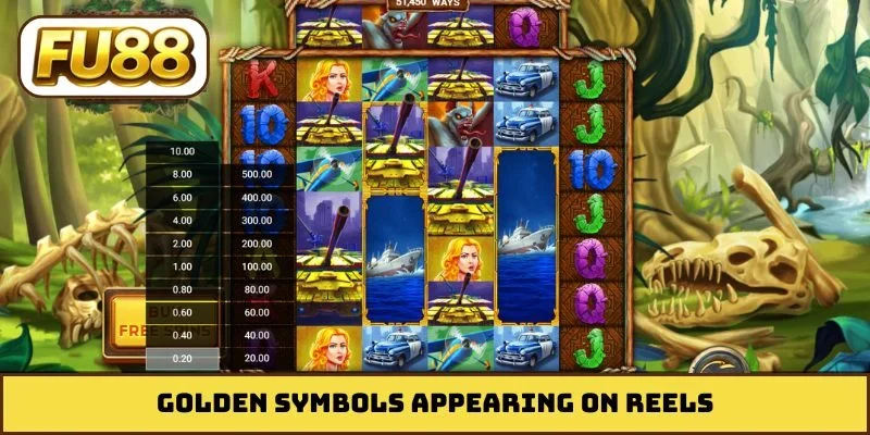 Golden symbols appearing on reels